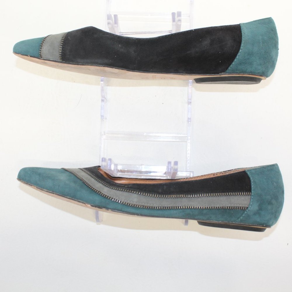 Corso Como Multicolored Suede Zipper Embellishment Ballet Flats #126 - Picture 5 of 11